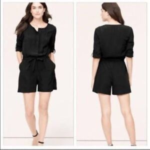 Ann Taylor LOFT Roll-Tab Sleeve Romper